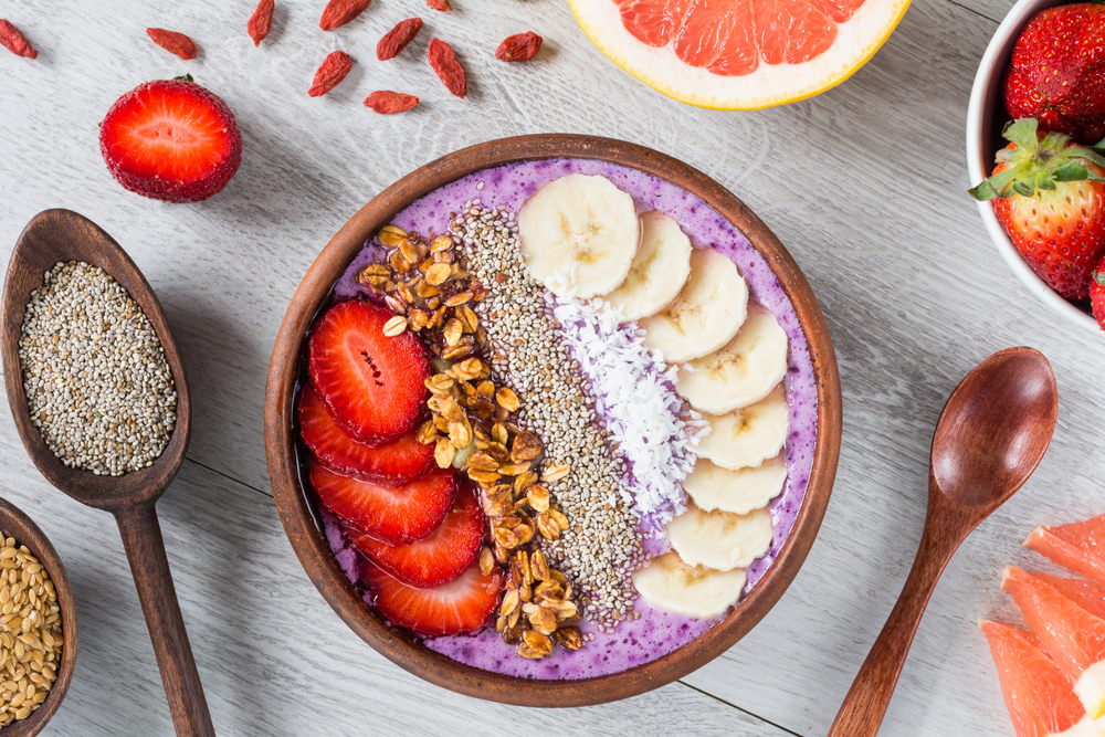 Strawberry-Banana Smoothie Bowl with Chia Seeds